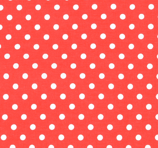 Crvena tkanina s bijelim točkama.