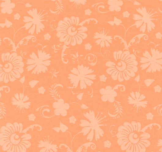 Narančasta tkanina sa stiliziranim cvjetovima.